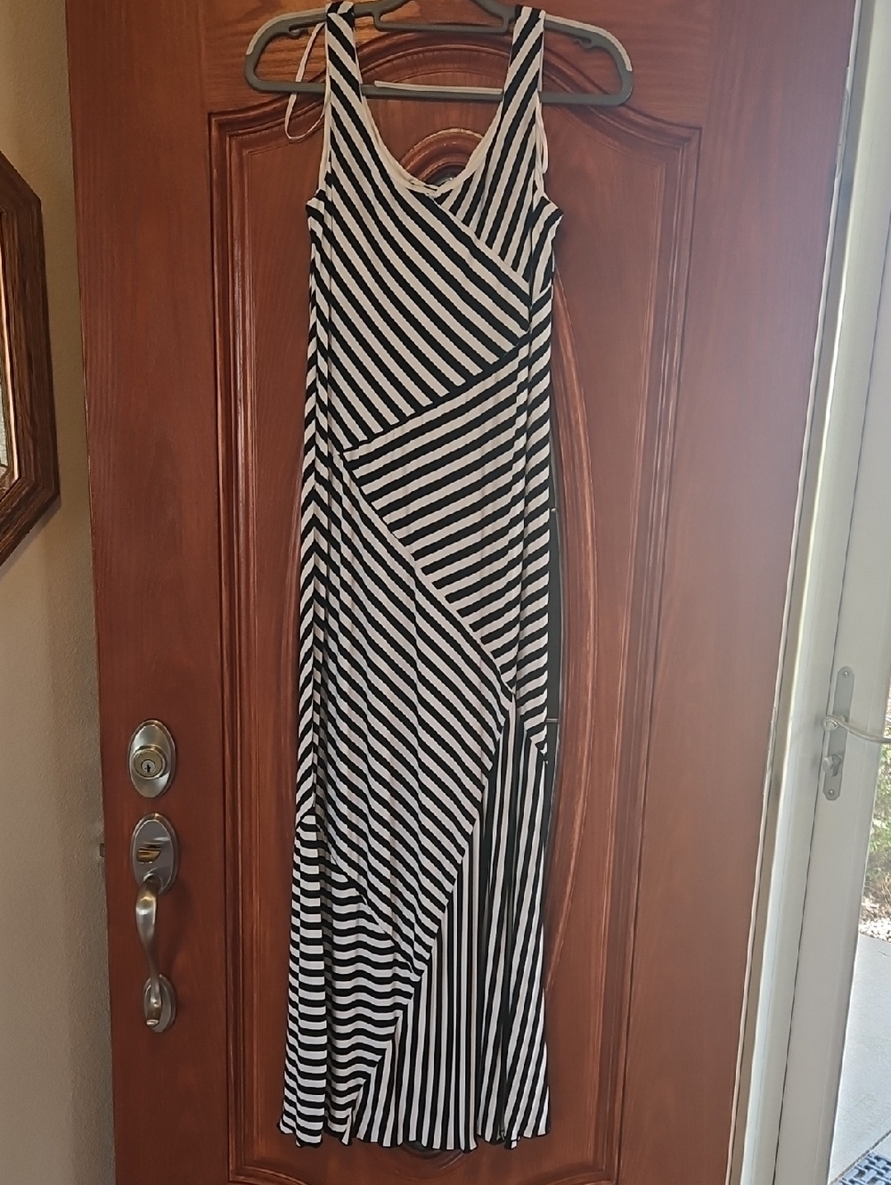 AGB Black and White Striped Maxi Dress